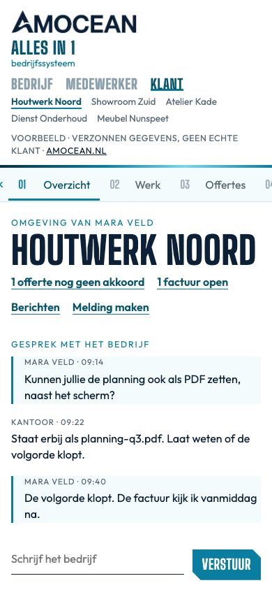 Voorbeeldportaal Amocean Alles-in-1 op een telefoon